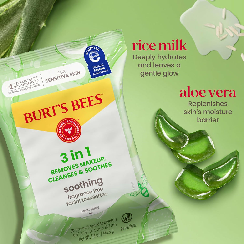 Soothing Fragrance Free Facial Towelettes, 30 Ct., | Plant Based Cloths, 99 Percent Natural Origin, Removes Make Up, Perfect for Sensitive Skin, All Skin Types