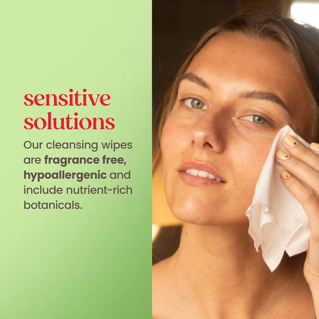 Soothing Fragrance Free Facial Towelettes, 30 Ct., | Plant Based Cloths, 99 Percent Natural Origin, Removes Make Up, Perfect for Sensitive Skin, All Skin Types