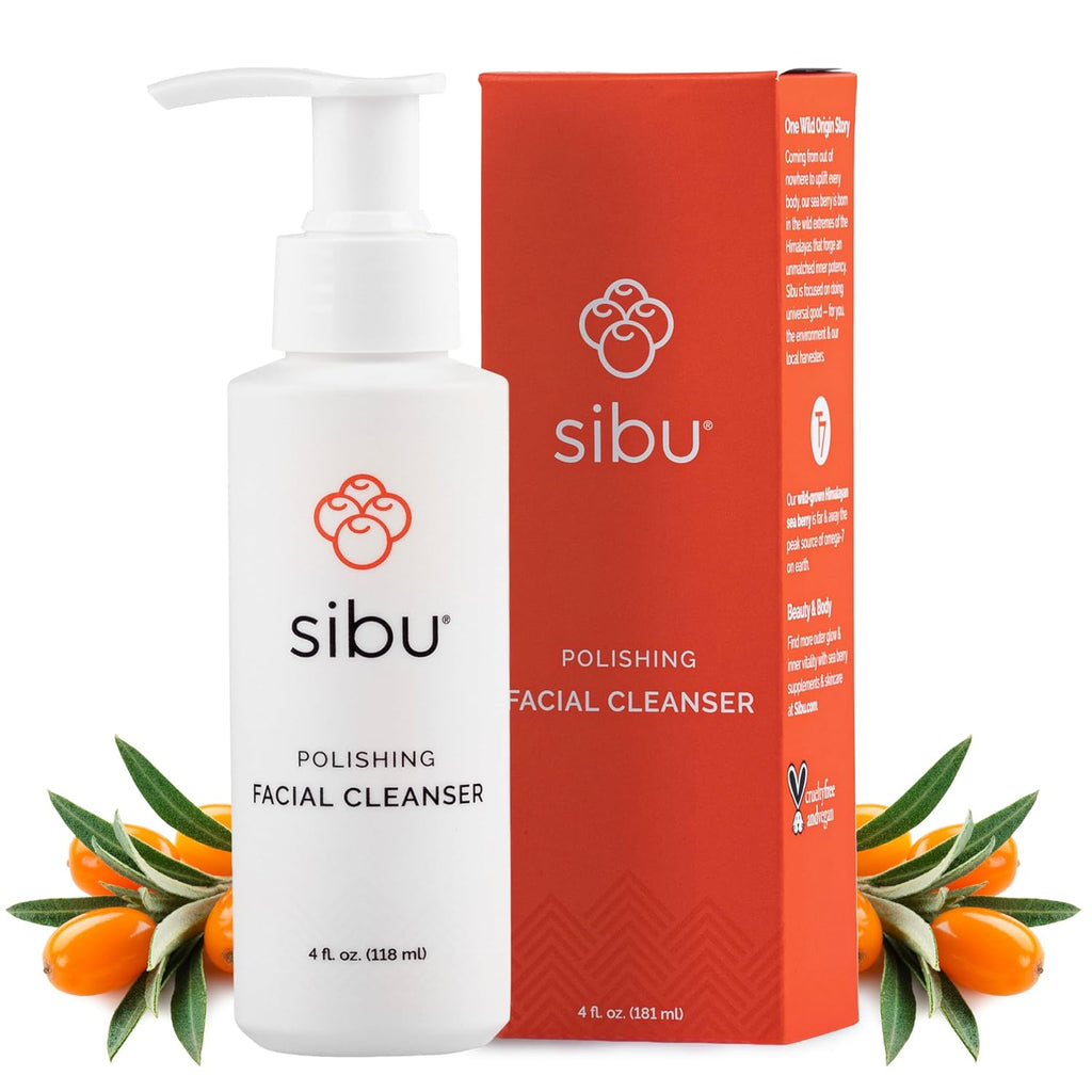 Sea Buckthorn Polishing Facial Cleanser & Face Wash (4Oz) | Gently Cleanses Skin, Reduces Blemishes and Removes Makeup. Lightly Exfoliating.
