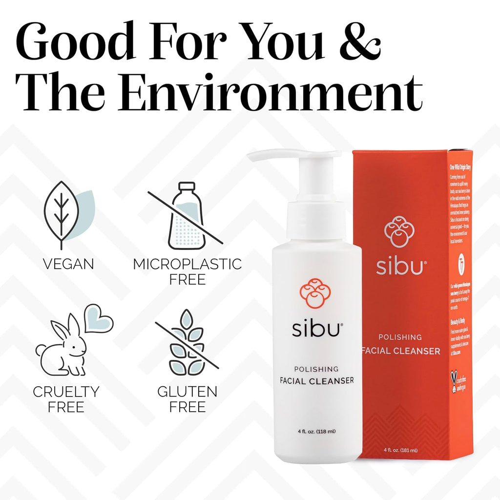Sea Buckthorn Polishing Facial Cleanser & Face Wash (4Oz) | Gently Cleanses Skin, Reduces Blemishes and Removes Makeup. Lightly Exfoliating.