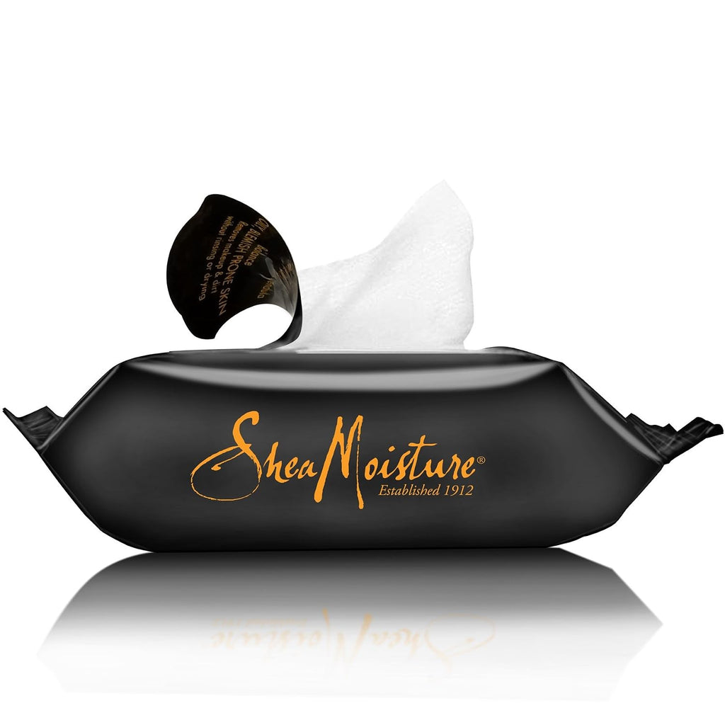 Sheamoisture Clarifying Facial Wipes for Oily, Blemish-Prone Skin African Black Soap to Clarify Skin 30 Count (U-BB-2761)