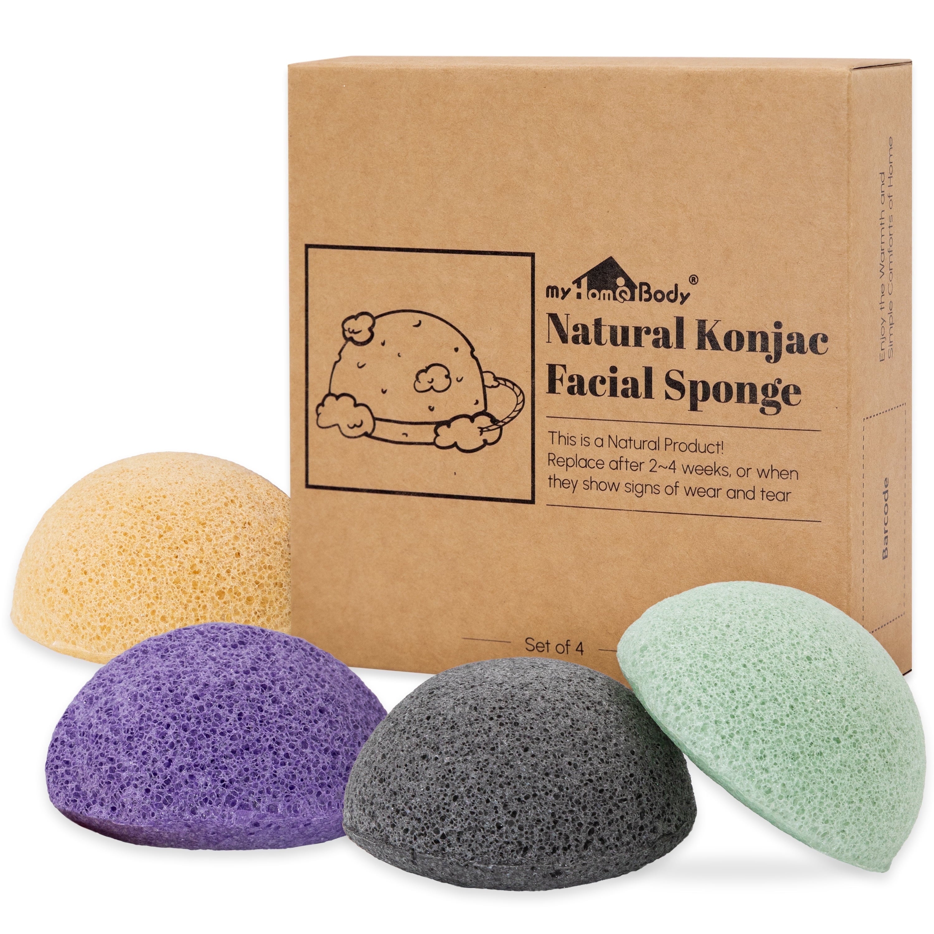 Natural Konjac Facial Sponges, Konjac Sponge, Konjac Facial Sponge, Face Sponge, Facial Sponge, 4Pc. Set